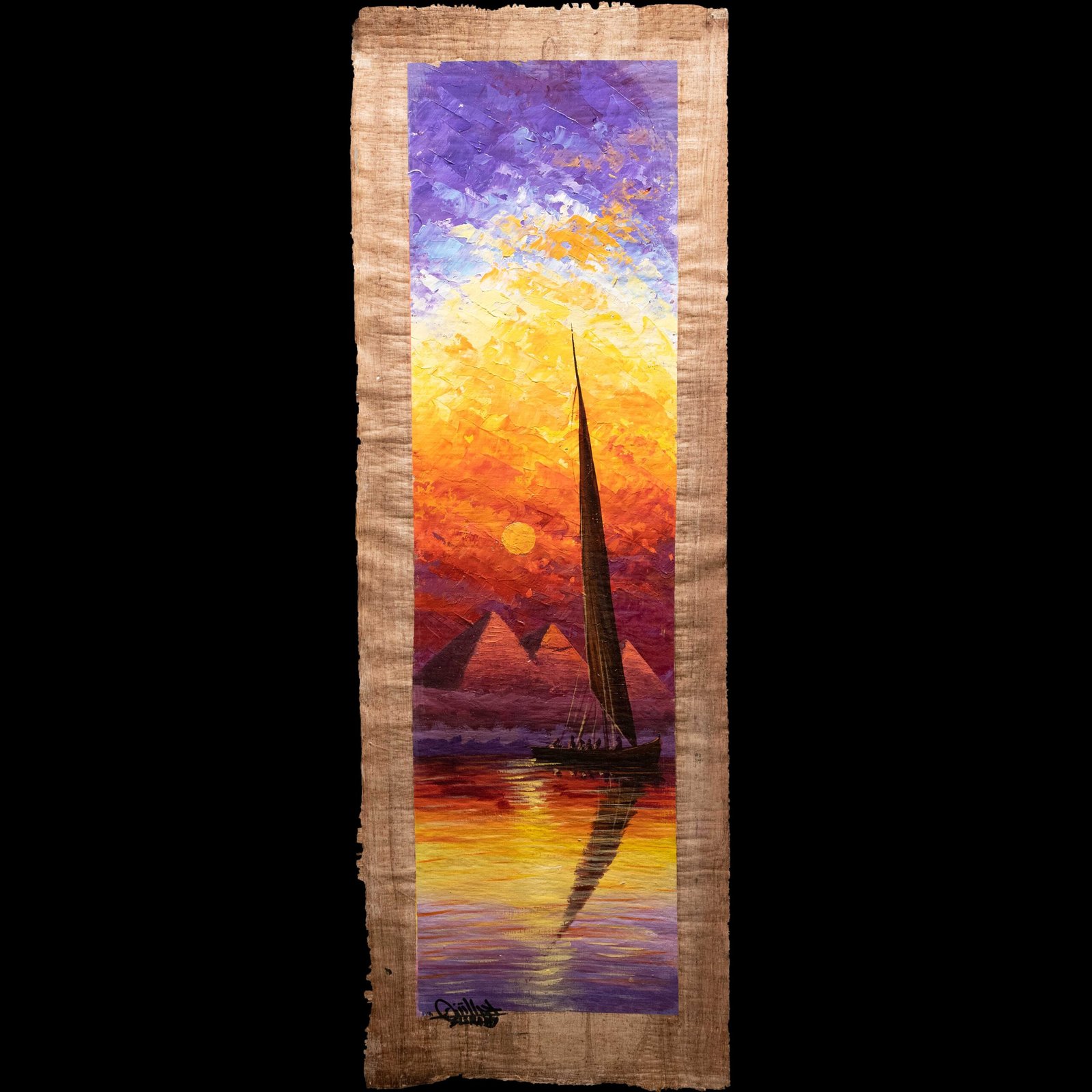Sunset Sailboat Oil Painting